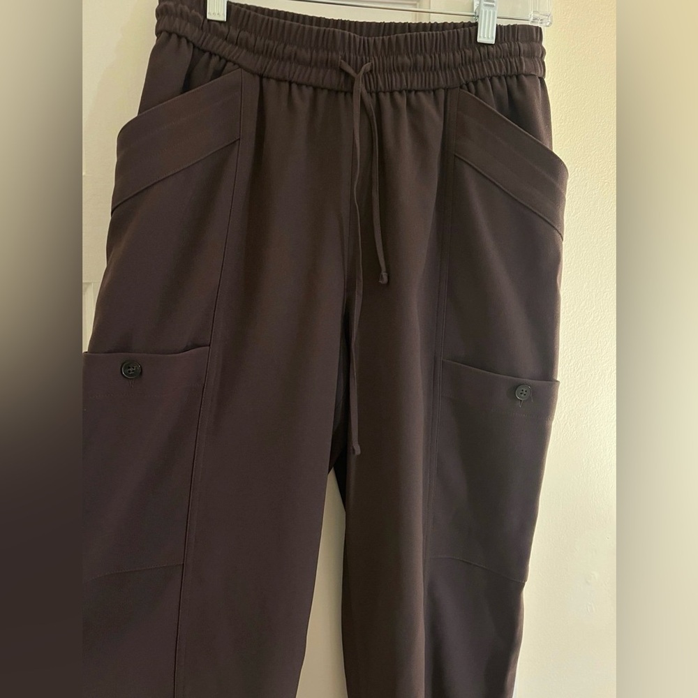 Brown Dress Pants with elastic waist, tapered Size S